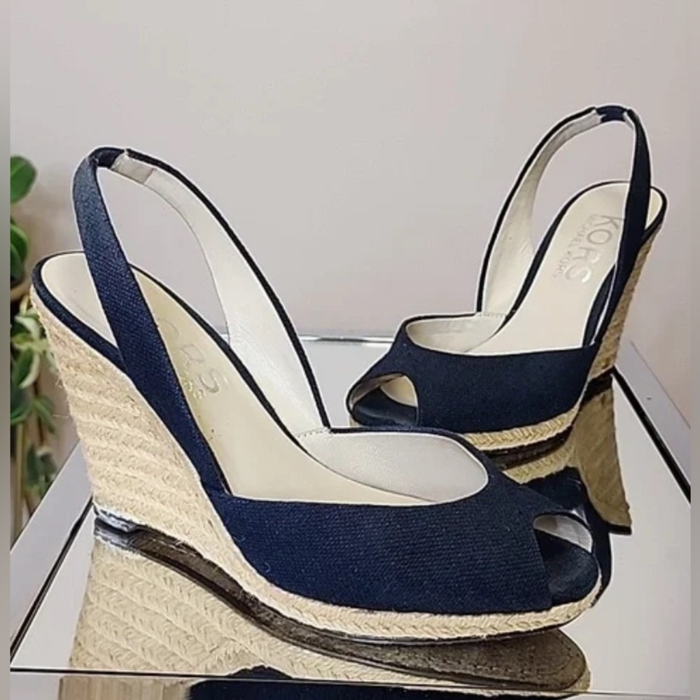 $195 MICHAEL KORS NAVY WEDGE HEELS